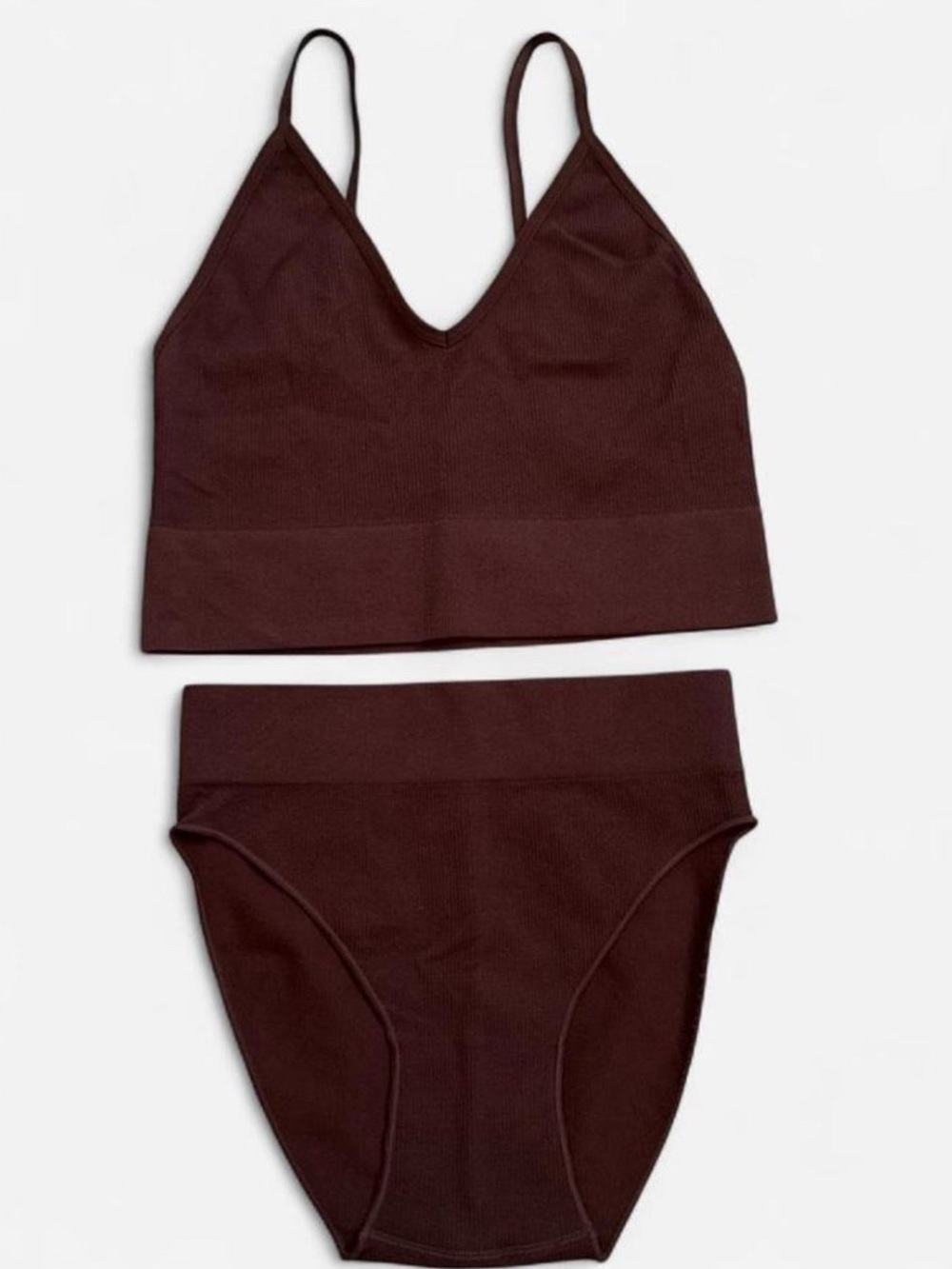 Mocha Brown Seamless Ribbed Set - Picture 3 of 11